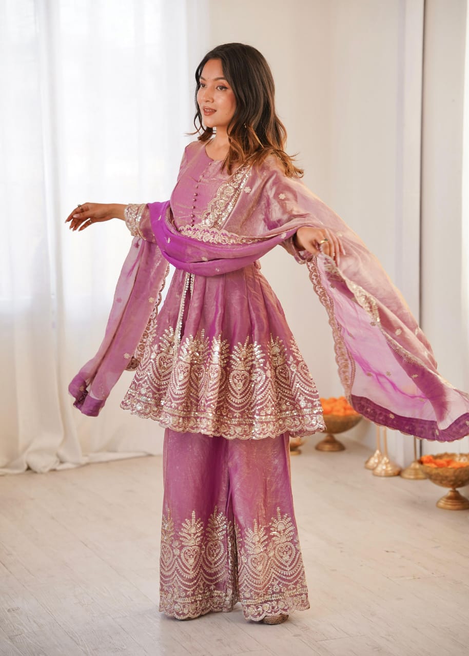 Two-Tone Fandy Silk Suit Set