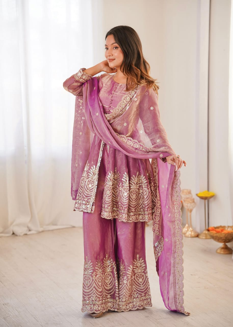 Two-Tone Fandy Silk Suit Set