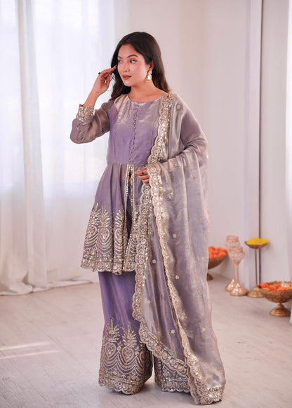 Two-Tone Fandy Silk Suit Set