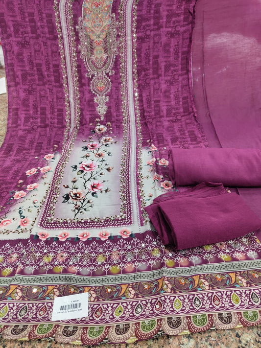 Printed Muslin Unstitched Suit Set