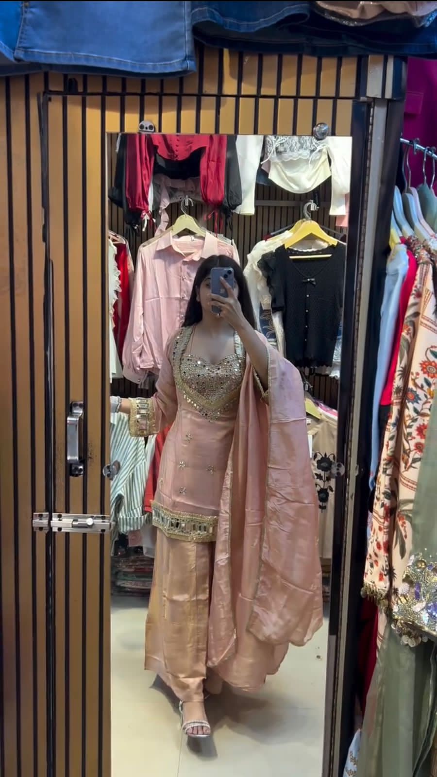 4 PIECE PLAZZO PAIR WITH REAL MIRROR AND EMBROIDERY WORK