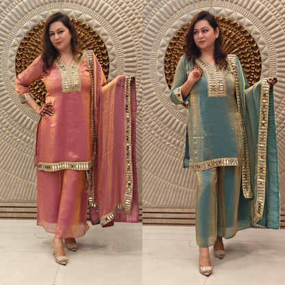 Frendy Silk designer festive wear 3pc peplum suit set