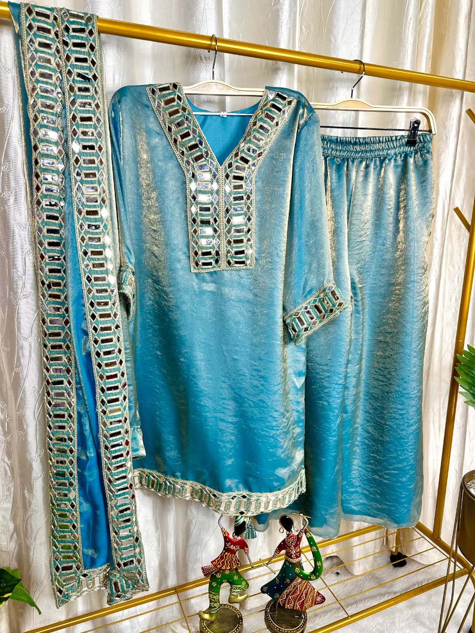 Frendy Silk designer festive wear 3pc peplum suit set