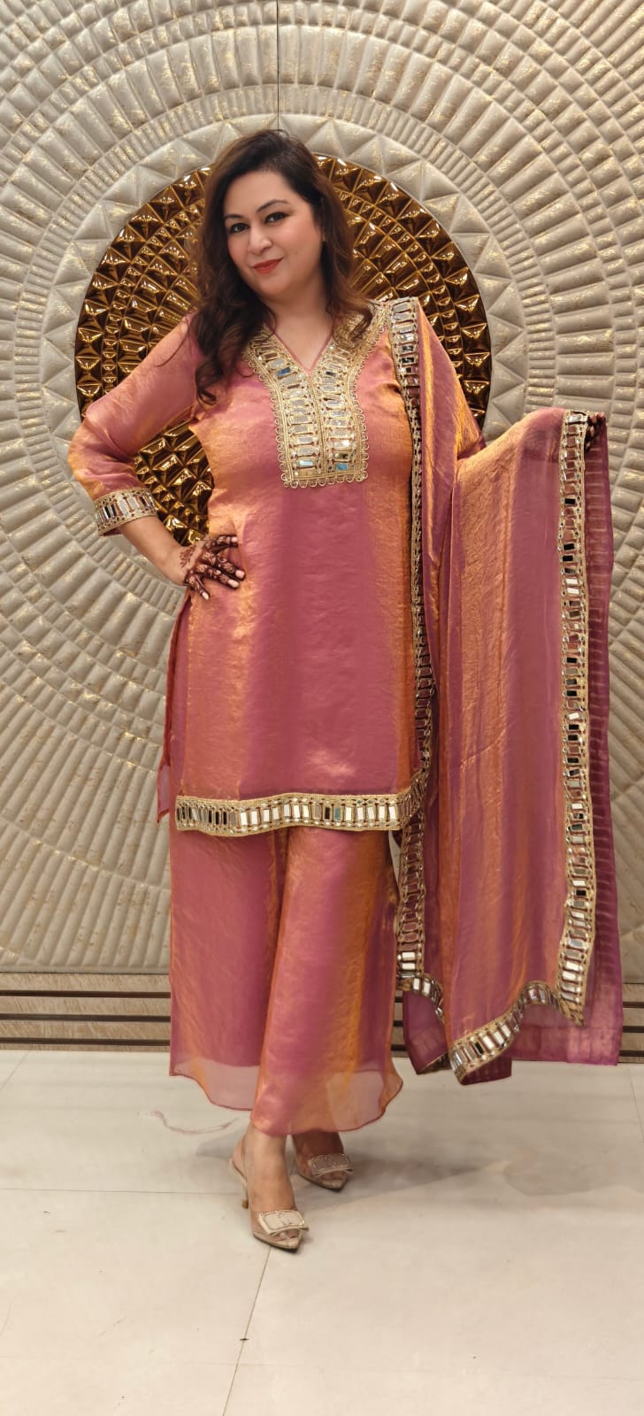 Frendy Silk designer festive wear 3pc peplum suit set