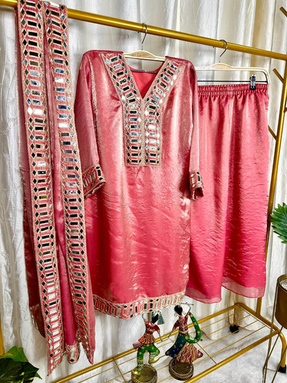 Frendy Silk designer festive wear 3pc peplum suit set