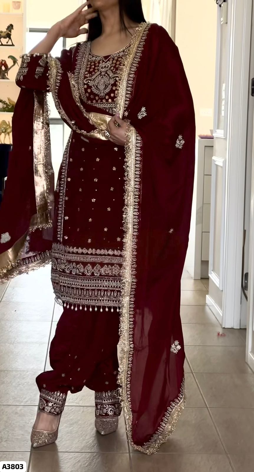 Red Punjabi Suit with Farshi Salwar