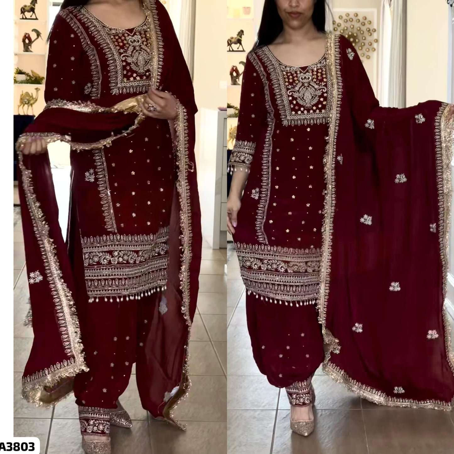 Red Punjabi Suit with Farshi Salwar