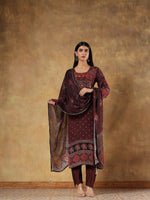 Deep wine-toned Russian silk set