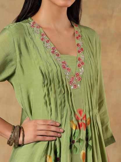 Vanya Mul Chanderi Hand-Embroidered 3-Piece Set