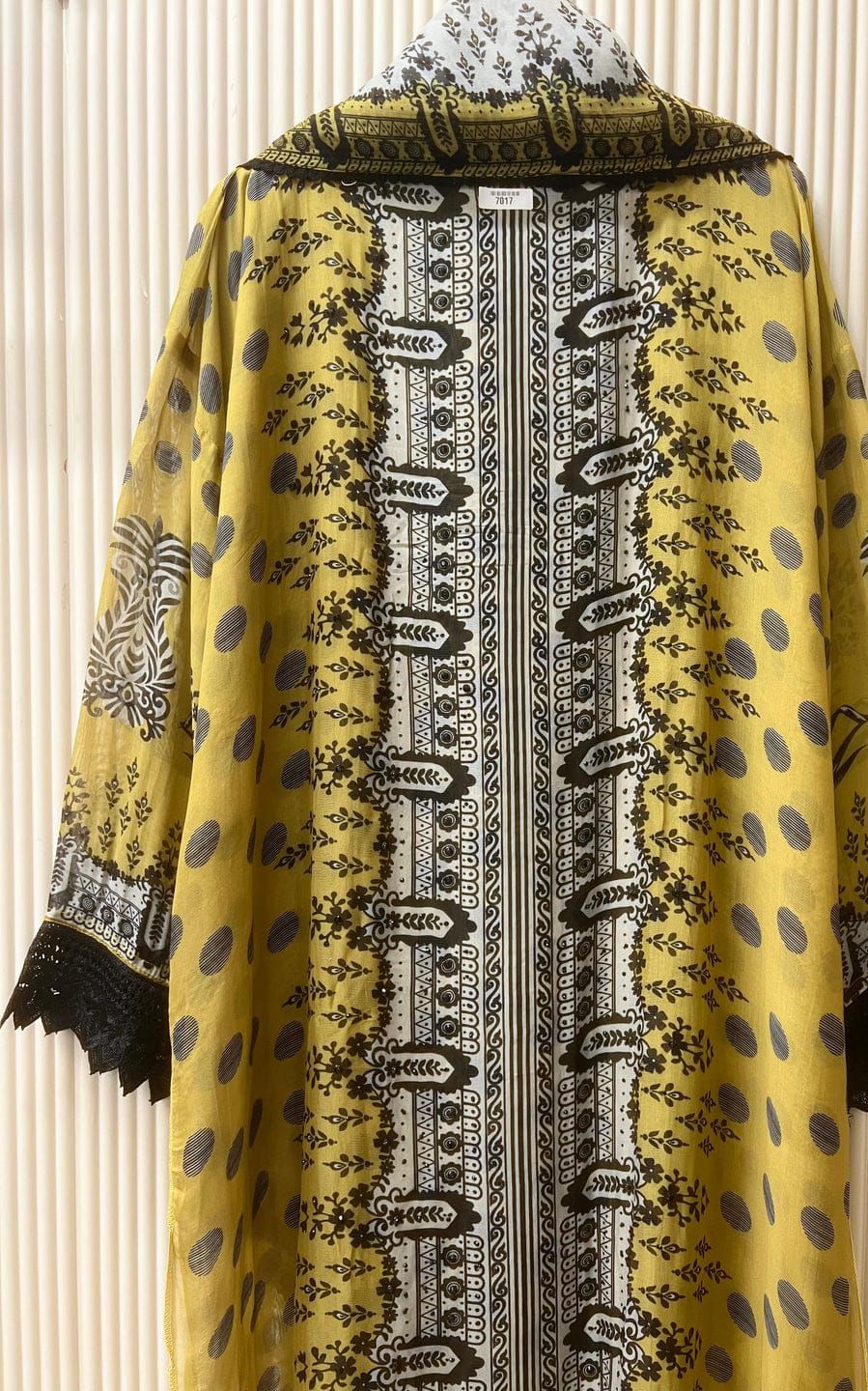 Black yellow Semi stitched pakistani unstitched suit