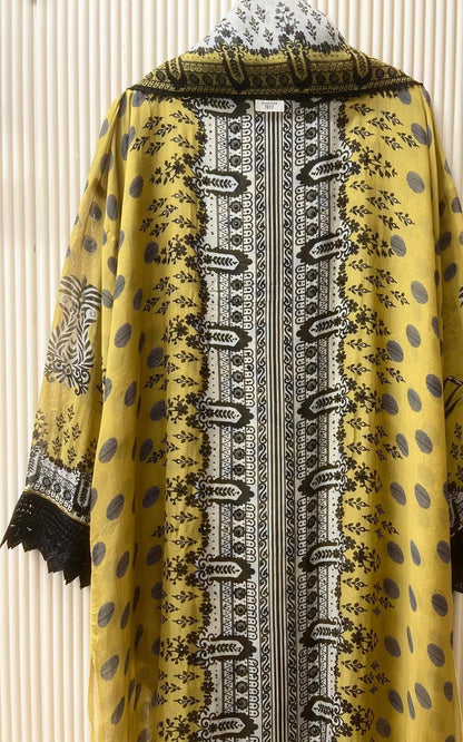 Black yellow Semi stitched pakistani unstitched suit