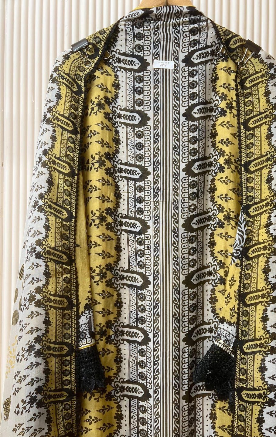 Black yellow Semi stitched pakistani unstitched suit