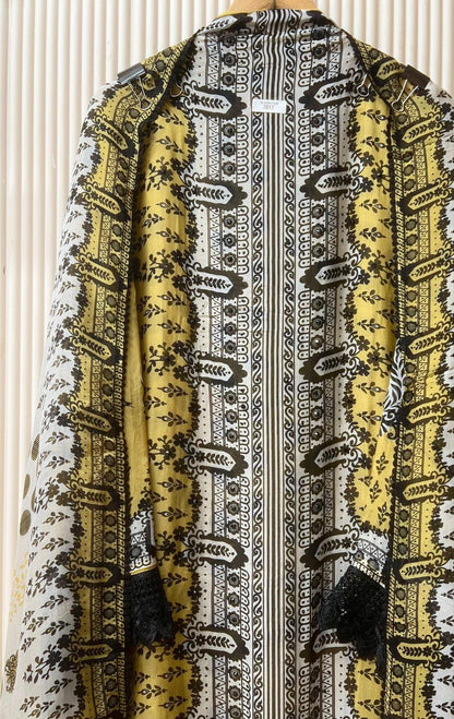 Black yellow Semi stitched pakistani unstitched suit
