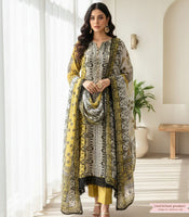 Black yellow Semi stitched pakistani unstitched suit