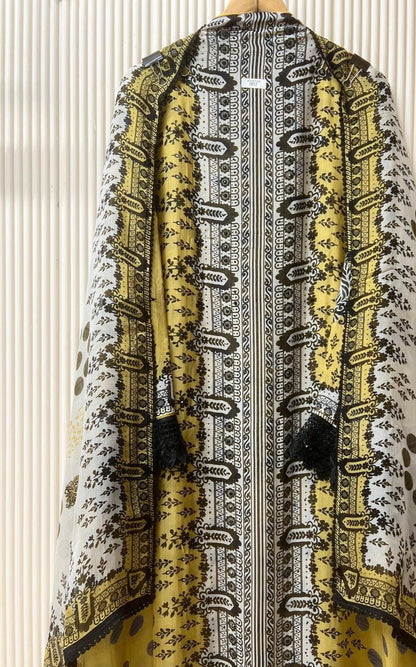 Black yellow Semi stitched pakistani unstitched suit