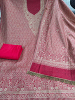 Red Blue pashmina unstitched suit set