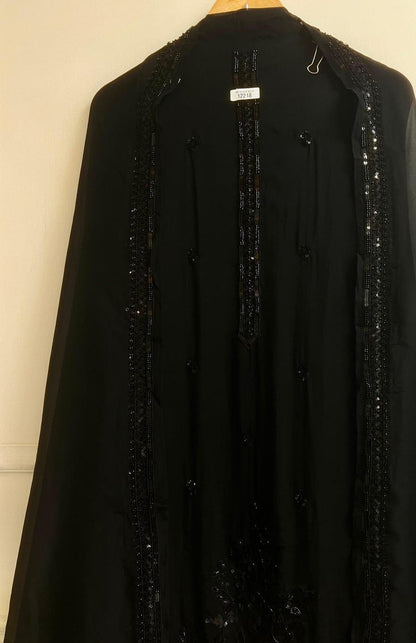 Black Organza Hand-Embroidered Unstitched 3-Piece Suit