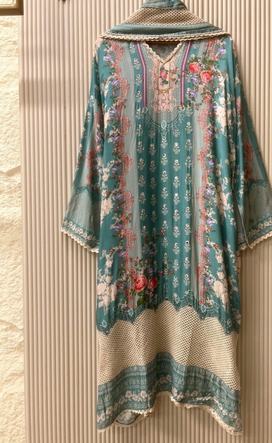 Green Muslin printed semi -stitched