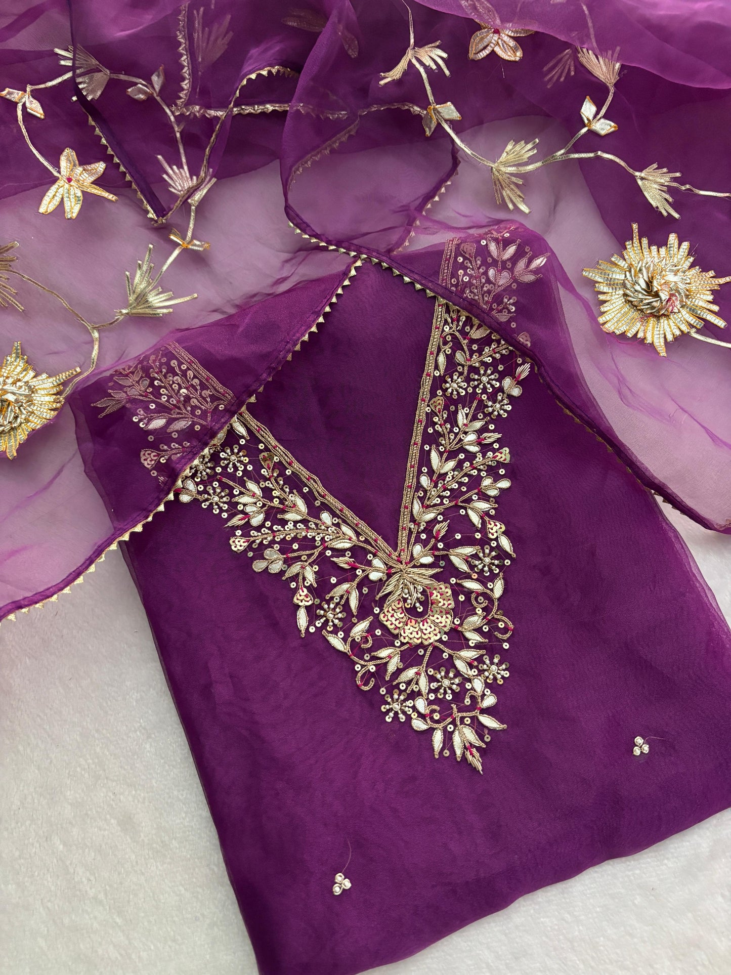 Purple Organza Suit Set