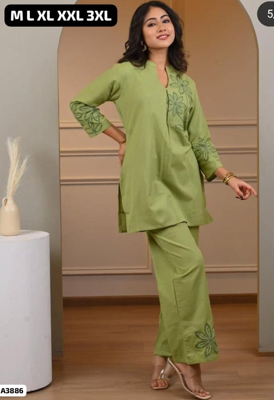 Cotton Embroidered Coord Set