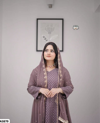Blue Beige Georgette Suit Set