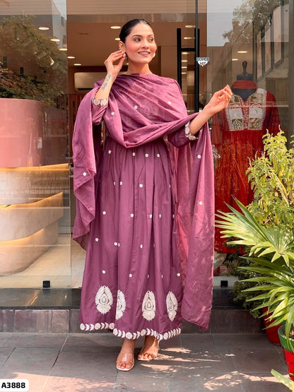 Pink Viscose Chanderi Suit Set