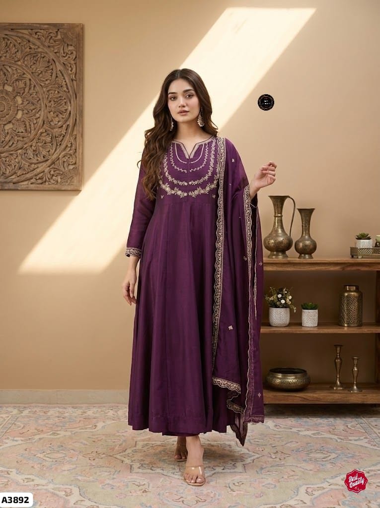 Anarkali Silk Sequence Work Suit Set