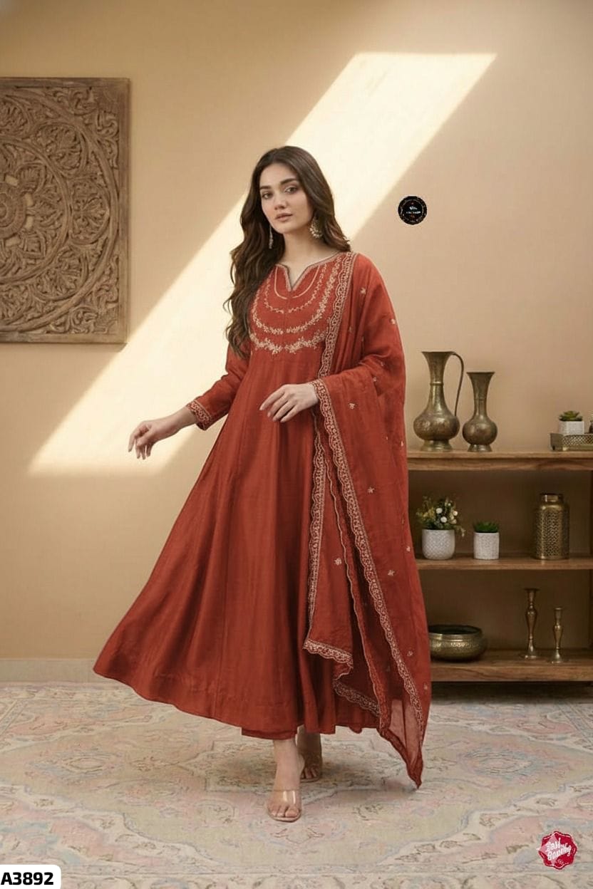 Anarkali Silk Sequence Work Suit Set