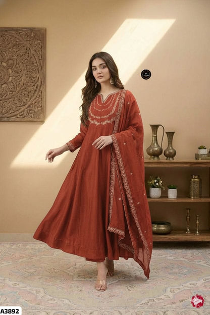 Anarkali Silk Sequence Work Suit Set