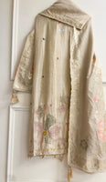 Ivory Tissue silk Unstitched woven hand embroidered