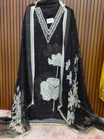 Black White Handwork Crepe