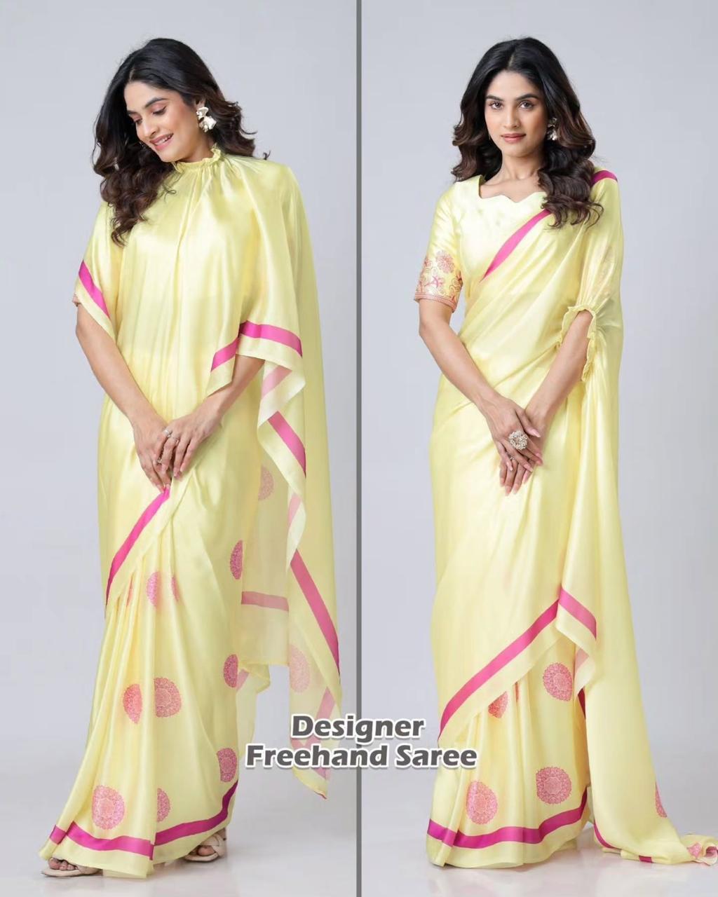Freehend  Designer Satin silk saree