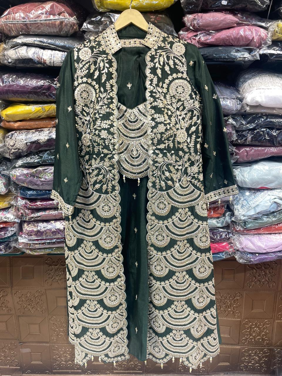 top plazzo and long jacket fully handworked