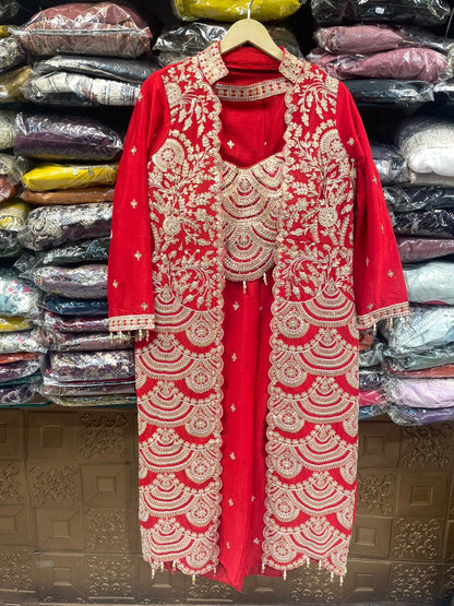 top plazzo and long jacket fully handworked