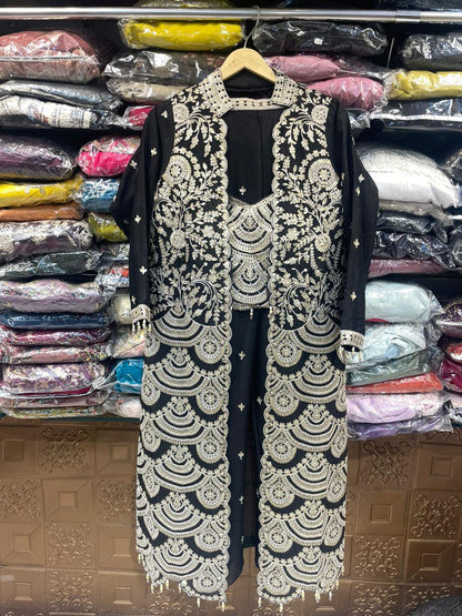 top plazzo and long jacket fully handworked