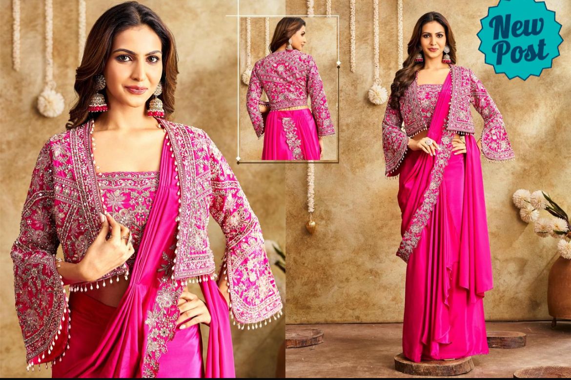 Drape Saree with embroidered jacket
