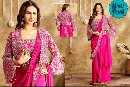 Drape Saree with embroidered jacket