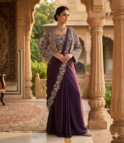 Drape Saree with embroidered jacket
