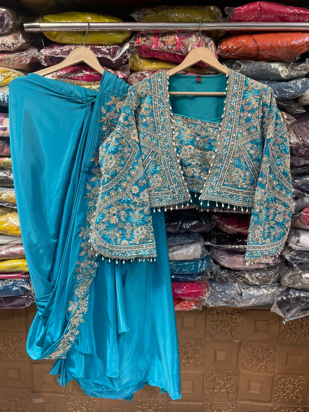 Drape Saree with embroidered jacket