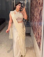 Champagne gold and black saree