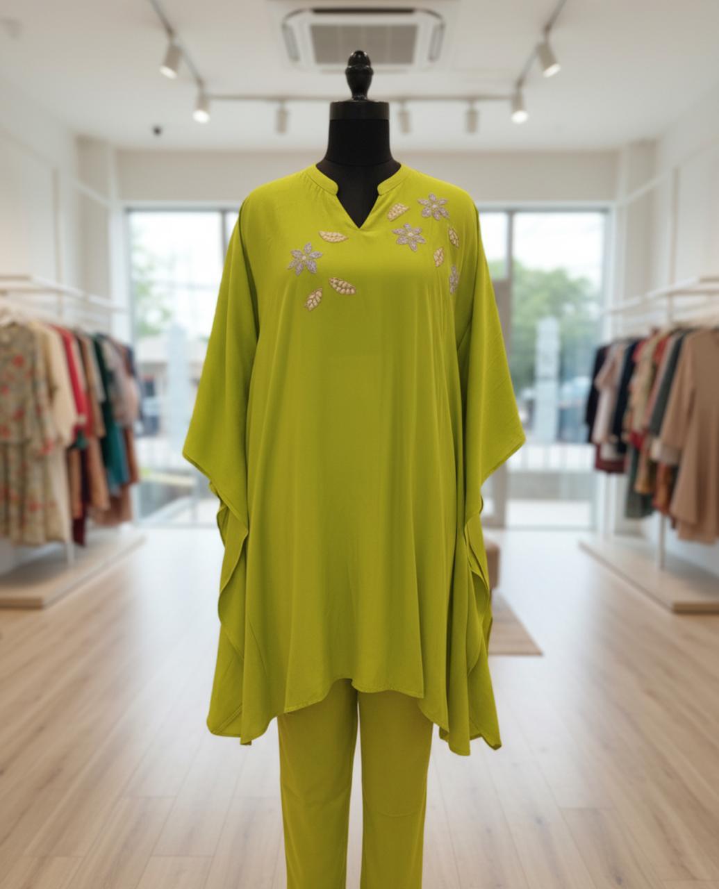 Green Crepe Designer Coord Set