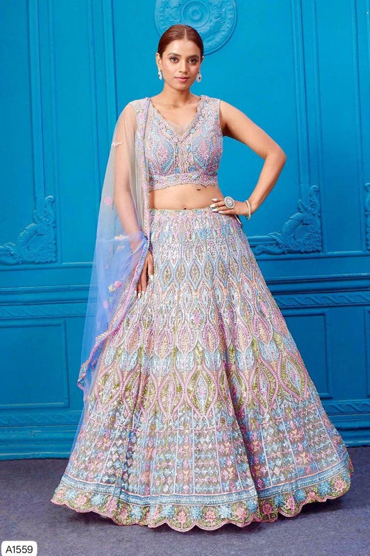 Multicolor heavy embroidered lehenga