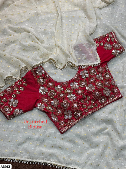 Afsana Geogrette Saree with Silk Blouse