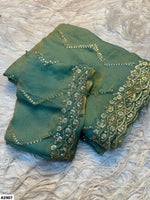 Satin Sequence Embroidery Work Saree