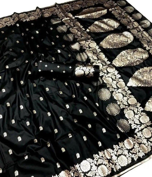 Black Banarasi Silk Saree