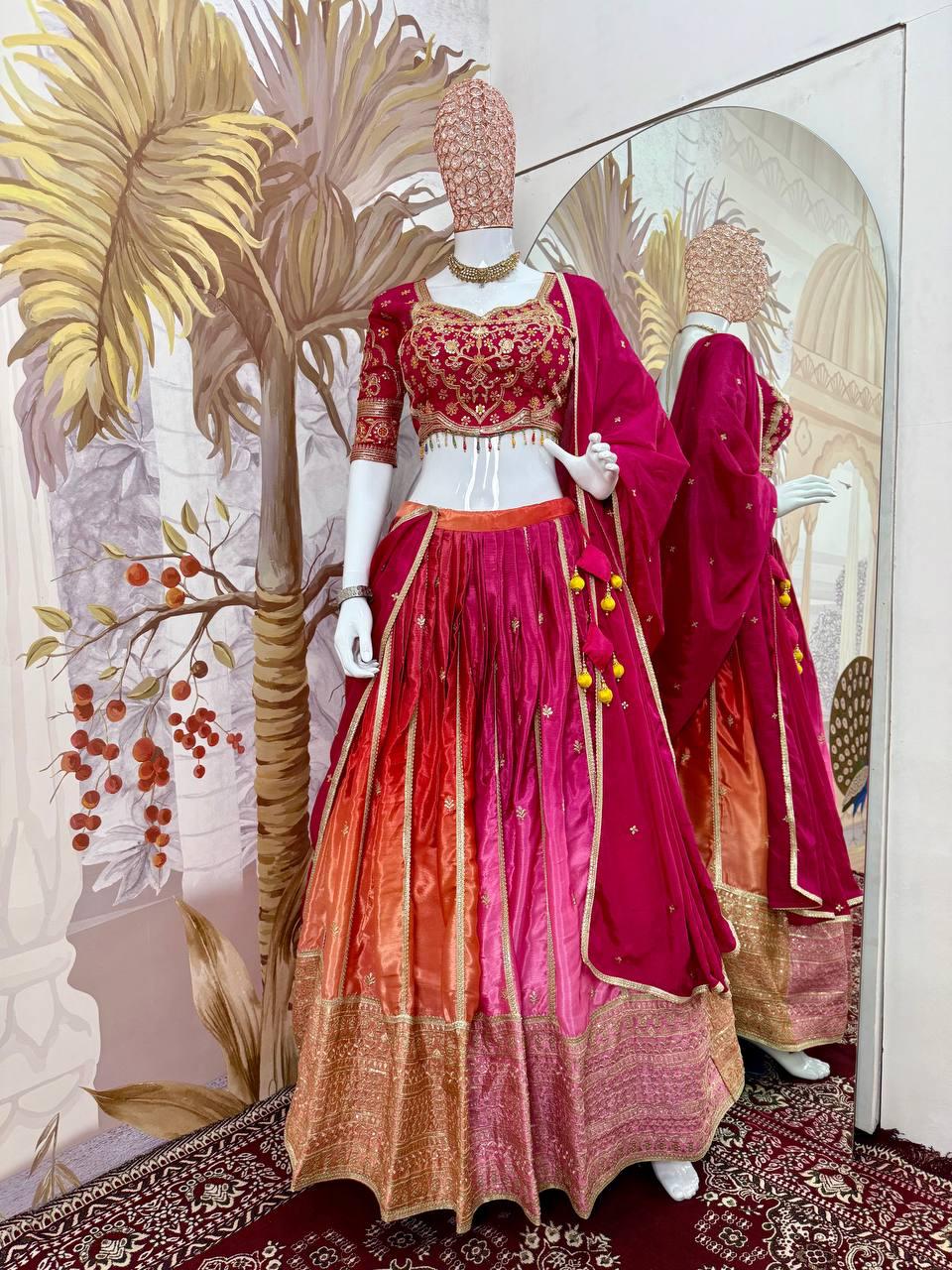 Full flared embroidered lehenga