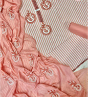 Orange Khadi Cotton Unstitched Suit set