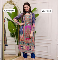 Blue Ethnic Printed Straight Kurti Set