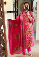 Pink Cotton Printed Suit Set