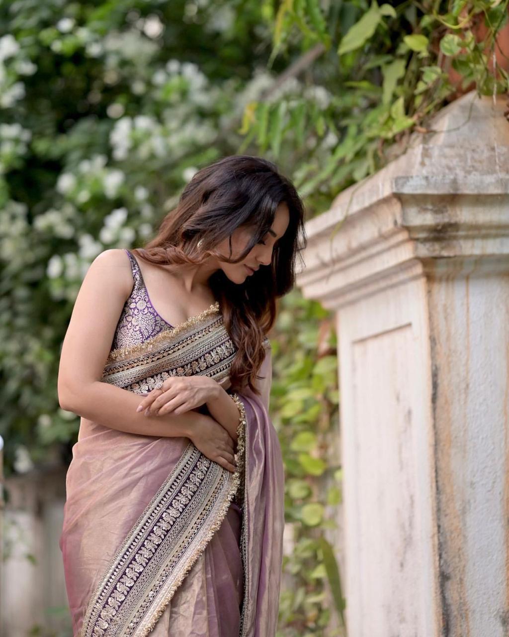 Sequence and Dori Embroidery work Silk Saree